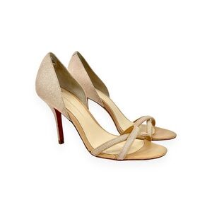 Aerin Beige Nude "Cocobay" Textured Leather Heeled Sandals Heels sz 6